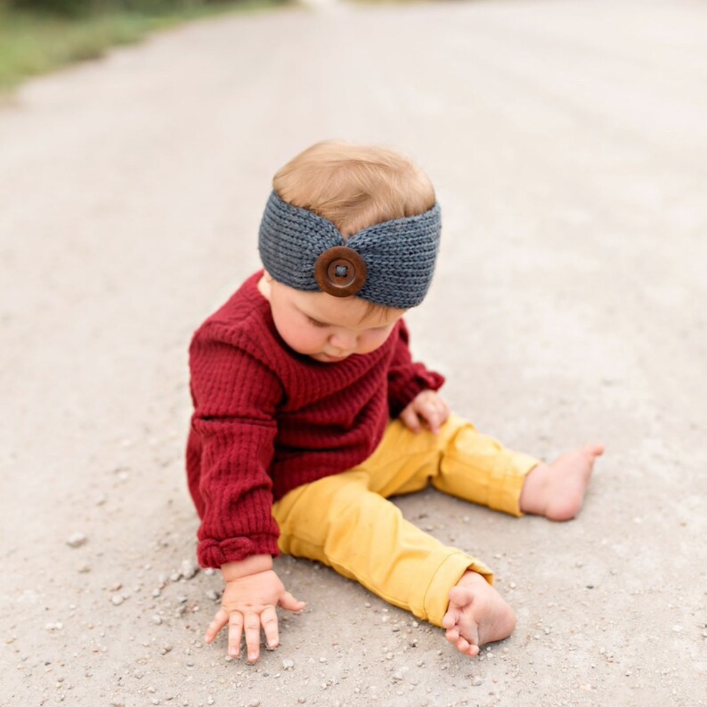 Golden Autumn Knit Button Headband 3pk